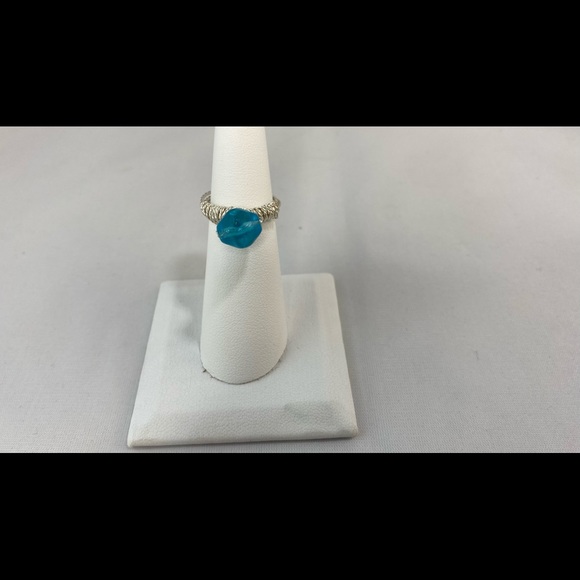 Handmade Ring Glass Bead Silver Tone Wire - Picture 10 of 11